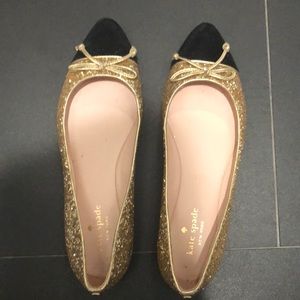 Kate Spade Black and Gold Glitter slides size 7